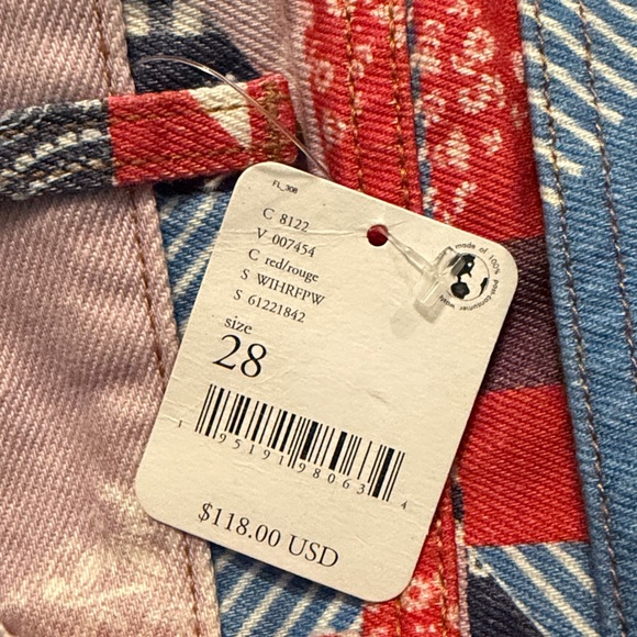 Free People Wrangler Heritage Wanderer Patchwork Flair Leg Jeans Women’s size 28 - Picture 3 of 12